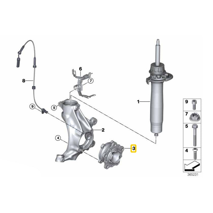 Genuine BMW OEM Front Wheel Hub w/ Bearing – F80 M3, F82/F83 M4 & F87 M2 inc Competition 31207857506