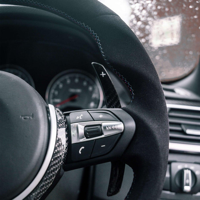 SHFT BMW F Series Flat Bottom Steering Wheel In Alcantara With Red Stripe