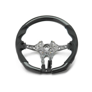 SHFT BMW F Series Flat Bottom Steering Wheel In Gloss Carbon & Perforated Leather