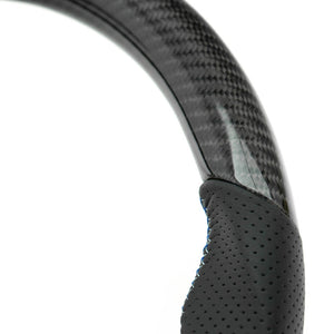 SHFT BMW F Series Flat Bottom Steering Wheel In Gloss Carbon & Perforated Leather