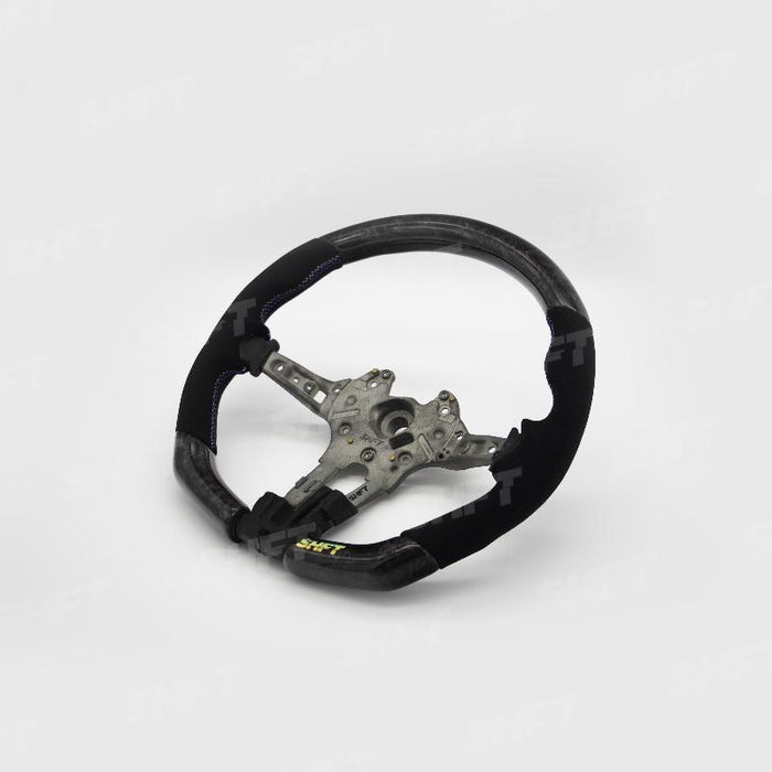 SHFT BMW F Series Flat Bottom Steering Wheel In Gloss Forged Carbon Fibre & Alcantara