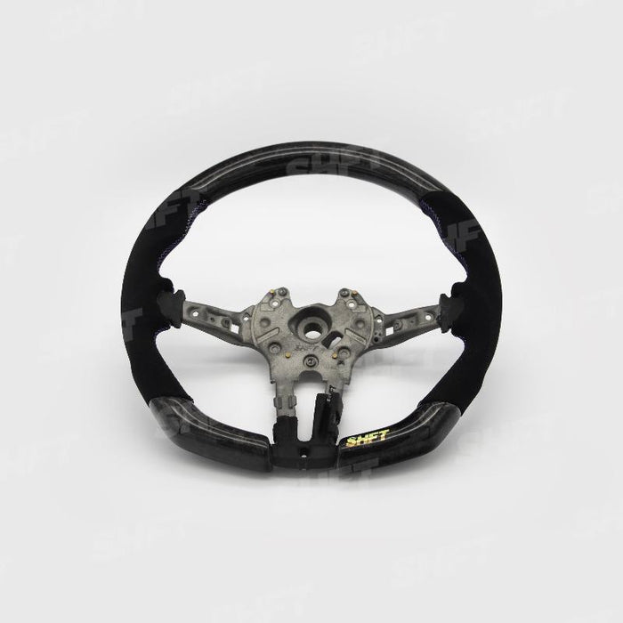 SHFT BMW F Series Flat Bottom Steering Wheel In Gloss Carbon Fibre & Alcantara