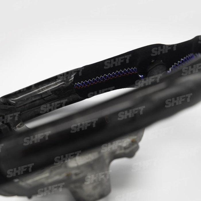 SHFT BMW F Series Flat Bottom Steering Wheel In Gloss Forged Carbon Fibre & Alcantara