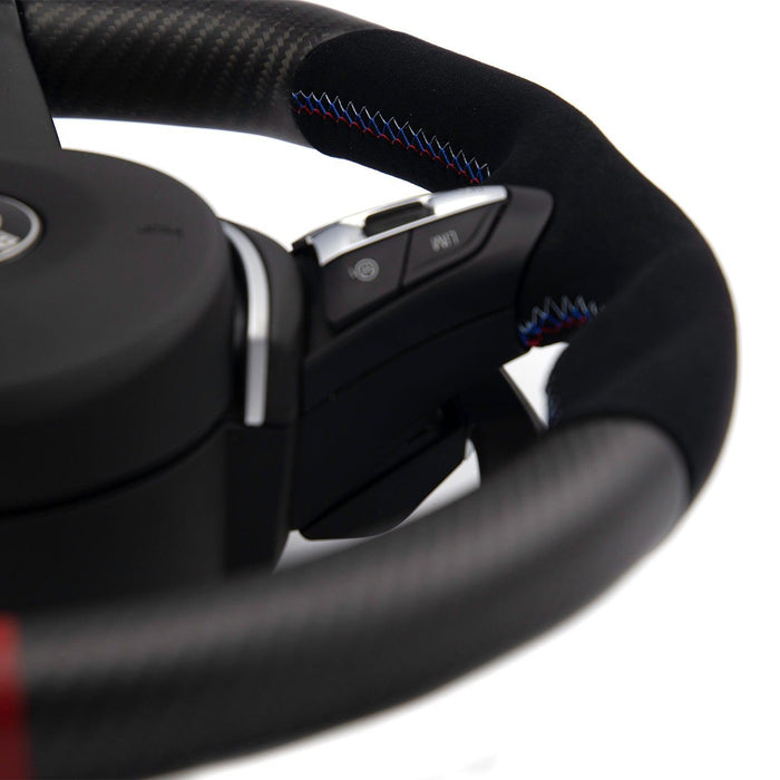 SHFT BMW F Series Flat Bottom Steering Wheel In Matte Carbon Fibre & Alcantara