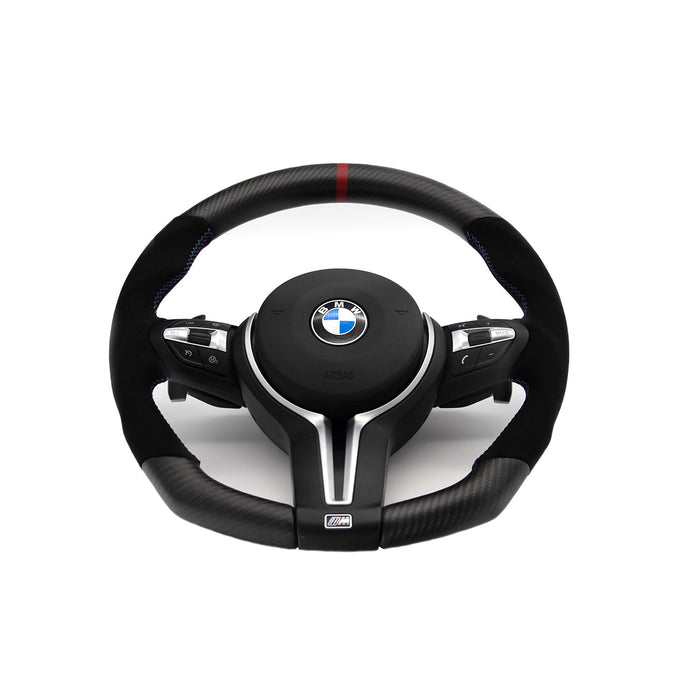 SHFT BMW F Series Flat Bottom Steering Wheel In Matte Carbon Fibre & Alcantara
