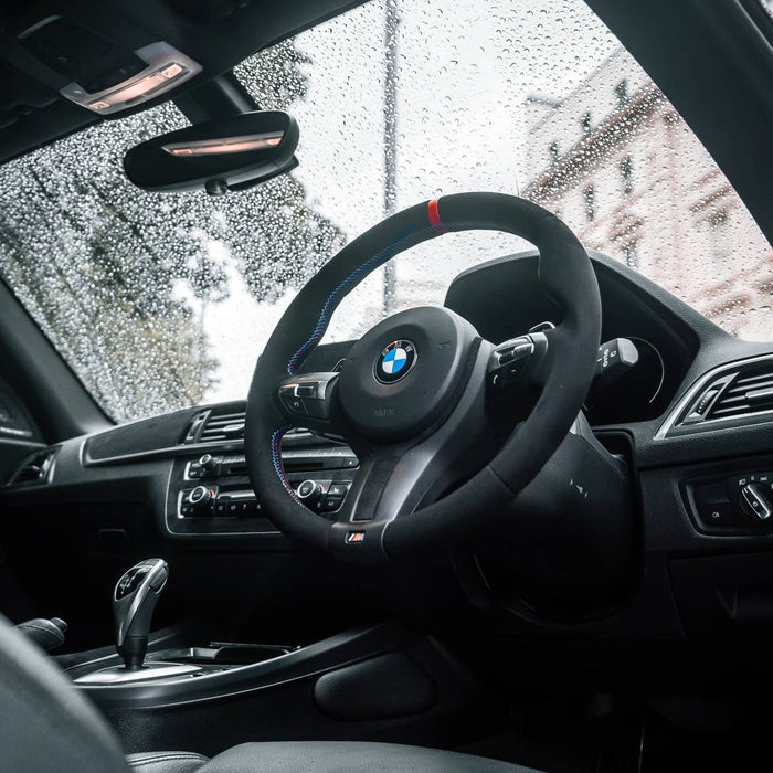 SHFT BMW F Series Round Steering Wheel In Alcantara With Red Stripe