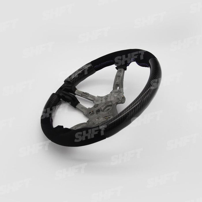 SHFT BMW F Series Round Steering Wheel In Gloss Carbon Fibre & Alcantara