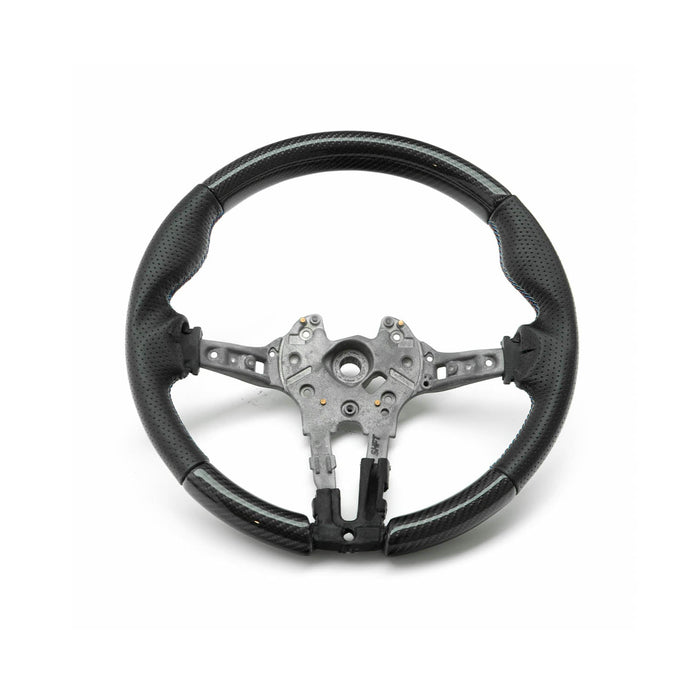 SHFT BMW F Series Round Steering Wheel In Gloss Carbon Fibre & Perforated Leather