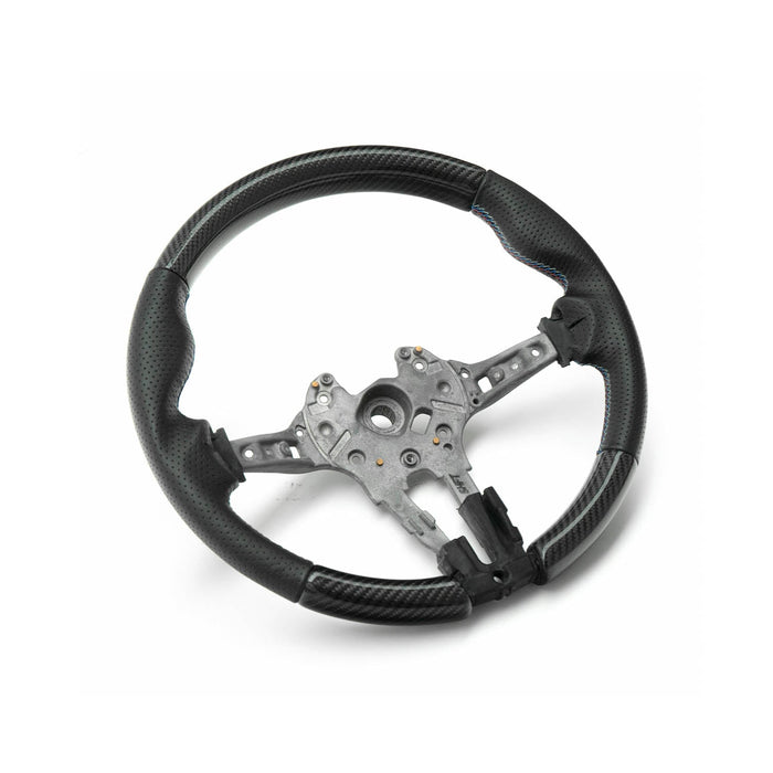 SHFT BMW F Series Round Steering Wheel In Gloss Carbon Fibre & Perforated Leather