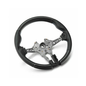 SHFT BMW F Series Round Steering Wheel In Gloss Carbon Fibre & Perforated Leather