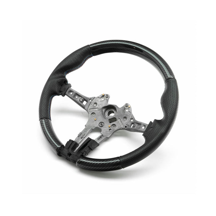 SHFT BMW F Series Round Steering Wheel In Gloss Carbon Fibre & Perforated Leather