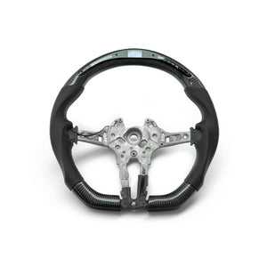 SHFT BMW Flat Bottom Steering Wheel In Gloss Carbon Fibre & Leather With LED Race Display
