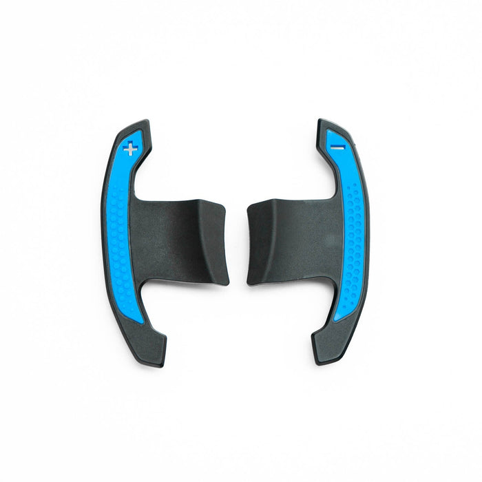 SHFT BMW G8X Style Automatic Paddle Shifters With Blue Details In Gloss Carbon Fibre – F Series & G Series