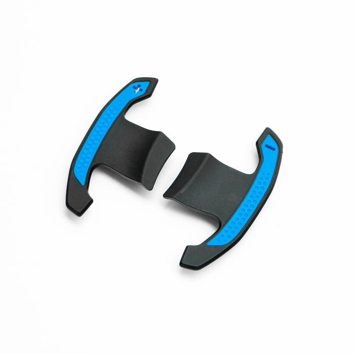 SHFT BMW G8X Style Automatic Paddle Shifters With Blue Details In Gloss Carbon Fibre – F Series & G Series